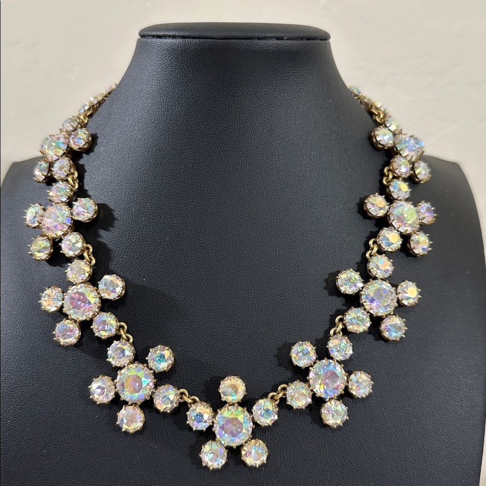 J Crew AB Crystal Cluster Gold Tone Vintage Necklace